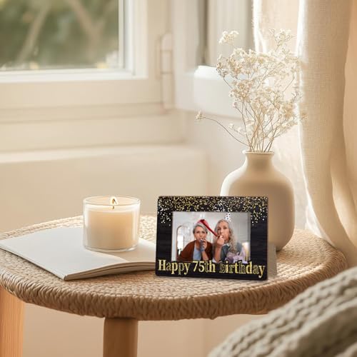 75th Birthday Photo Frame for Men Women - 4x6 Memory Picture Display, Table Decor Gift