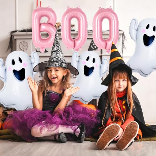 Pink Halloween Ghost Balloons Set - Ghost Foil Balloons for Party Decor & Photos