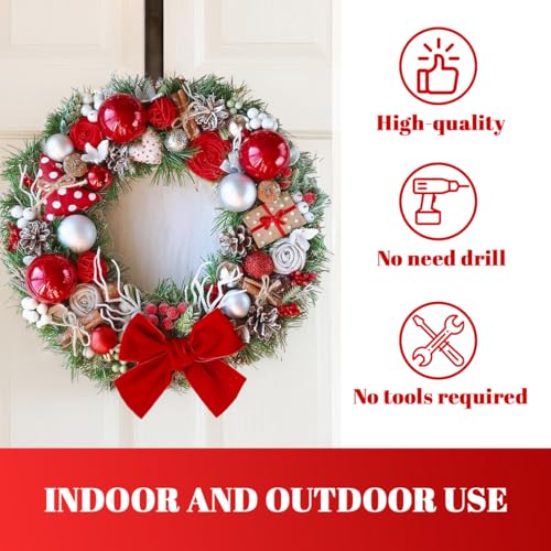 Nickel Metal Wreath Hanger for Front Door - Adjustable Over Door Hook
