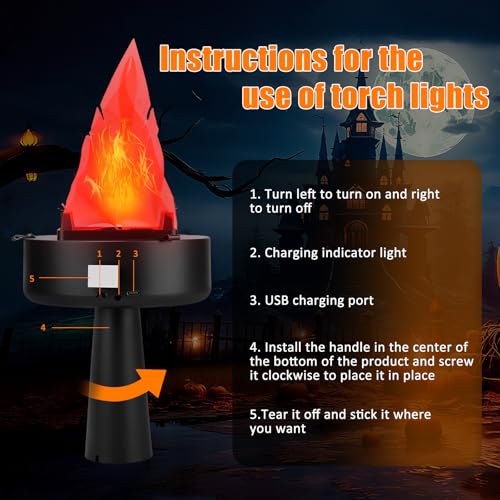 3D Fake Fire Flame Lamp USB Rechargeable LED Effect Light Halloween Christmas Decor
