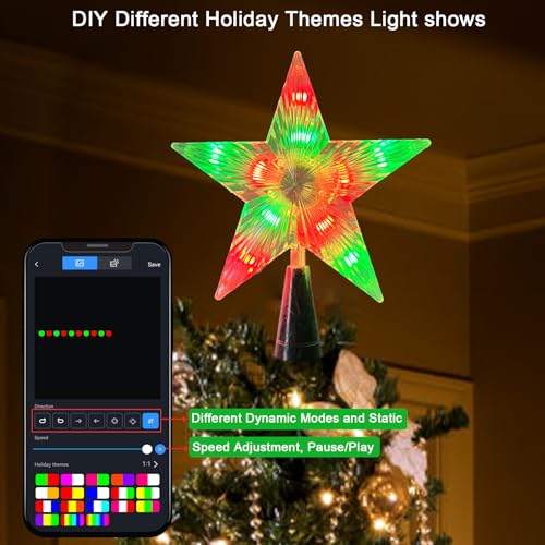 7.6-Inch RGB LED Christmas Tree Topper Star with Remote & App Control