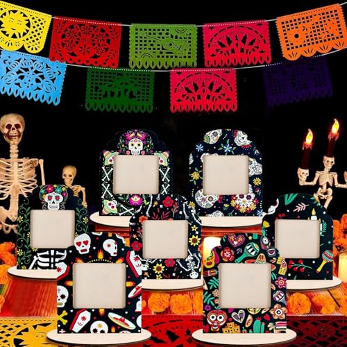 Dia De Los Muertos Decorative Picture Frames Set of 12 - Mexican Folk Art Altars