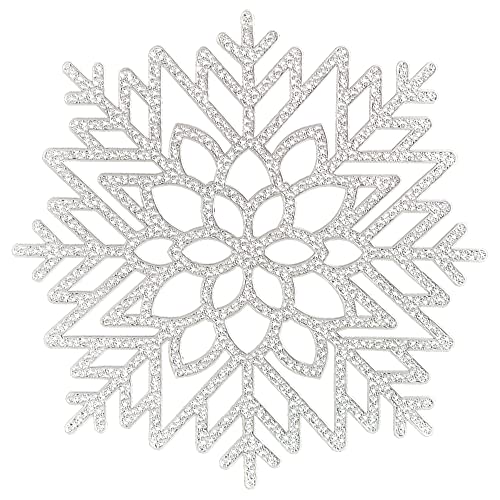 Snowflake Silver Vinyl Placemats Set of 4, 15 Inch Holiday Table Decor