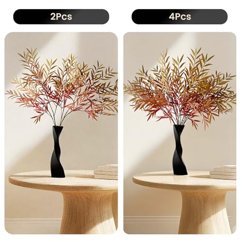 Artificial Fall Leaves Stems Set – 4 Bundles, Lush Autumn Foliage for Decor
