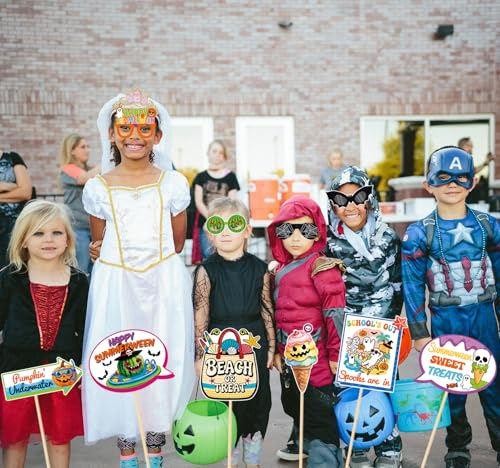Summerween Photo Booth Props Kit - 34 Pieces for Halloween & Summer Parties
