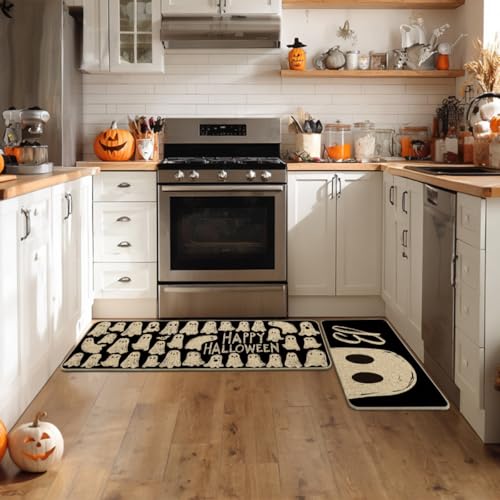 Halloween Kitchen Mat Set of 2 - Non-Slip Decorative Floor Mats for Home Decor