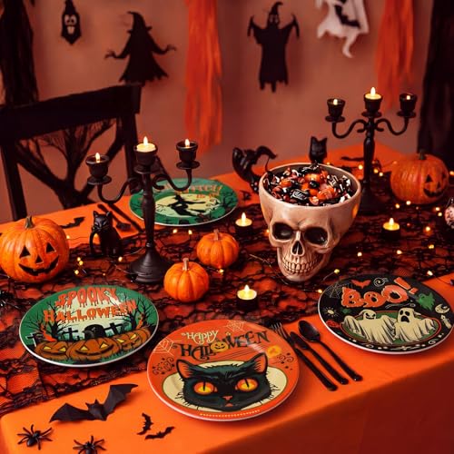 Halloween Dinnerware Set 8 Pieces Colorful Plates & Serving Dishes - Festive Party Supplies