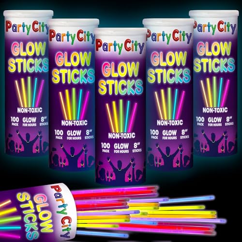 500 8-Inch Neon Glow Sticks Bulk Party Pack with Connectors for Kids & Adults - Bright Neon Party Supplies