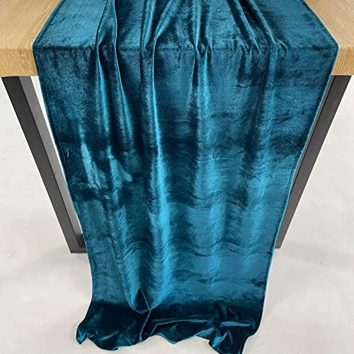 Teal Blue Velvet Table Runner 10ft 20x120 Inch 5-Pack Wedding & Event Decor