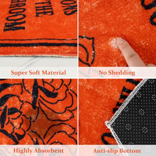 Halloween Bathroom Rug Black Coffin Bath Mat with Variation Orange Coffin Non-Slip Home Decor