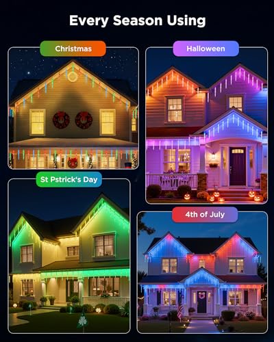 Smart Icicle Christmas Lights - Color Changing Outdoor LED 31.2ft - Variation of Smart Color