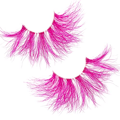 Pink 25mm 3D Mink Fake Eyelashes - Dramatic Wispy False Lashes for Halloween & Cosplay