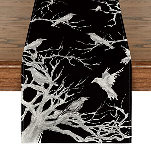 Halloween Table Runner 13x72 Inch Silver Polyester Home Party Decor