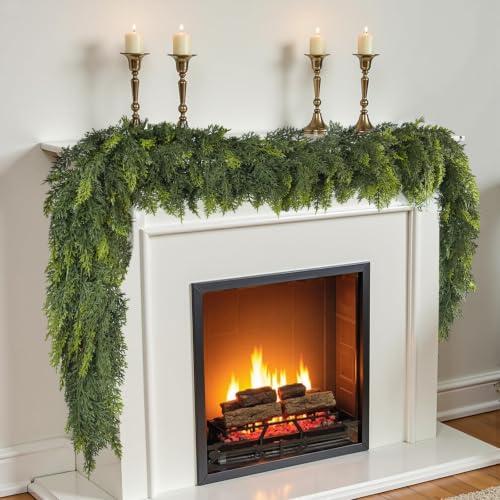 2-Pack 6FT Christmas Cedar Garland - Realistic Artificial Greenery for Mantle & Holiday Decor