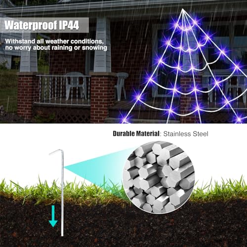 Outdoor Solar Powered Halloween Spider Web Lights - Purple Variation