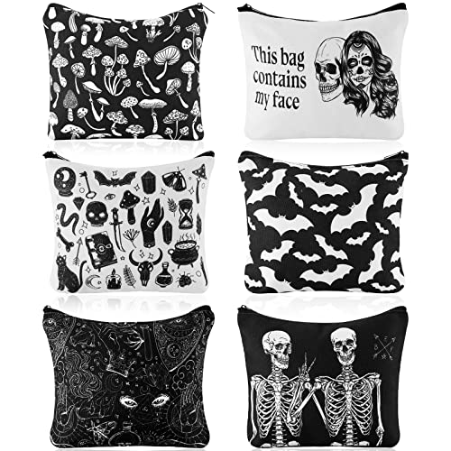Gothic Makeup Bag Set - 6 Spooky Halloween Purse Gift for Women