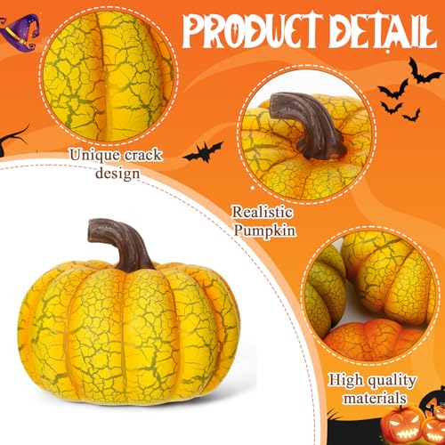 Fall Resin Pumpkin Figurines Set of 4 | Rustic Autumn Tabletop Decor