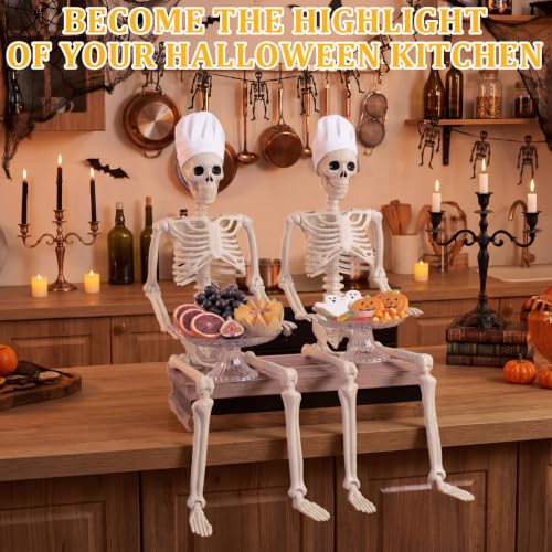 Chef Skeleton Halloween Candy Bowl Set - 35 Inch Spooky Skeleton Serving Dish with Chef Hats