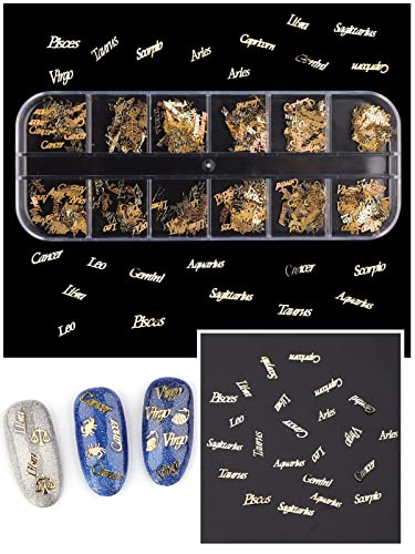 Zodiac Nail Charm Set - 2 Boxes Constellation Nail Art Accessories