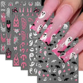 Halloween Nail Stickers - 3D Ghost Spider Web Bats Heart Decals, Spooky Nail Art, Spider Web Variation