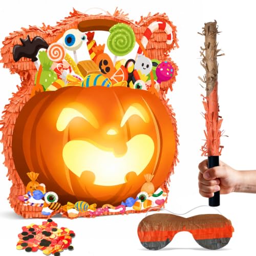 Halloween Pumpkin Piñata with Stick - 36.5 Inch Party Decorations