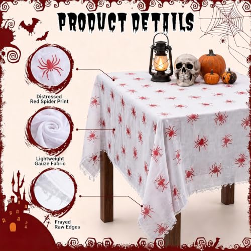 Halloween Skeleton Tablecloth 84.6 x 108.3 Inches Creepy Skeleton Print Cover for Party & Decorations