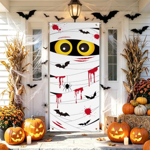 White Halloween Door Cover Decorations Large Photography Background Banner - 6 x 2.5 Feet