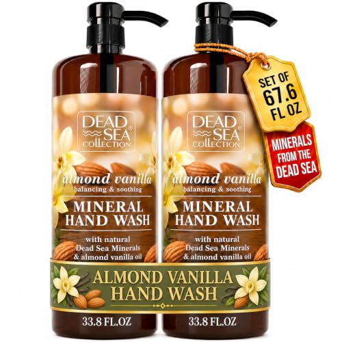 Dead Sea Collection Almond Vanilla Hand Soap Pump - Moisturizing Liquid with Dead Sea Minerals, Pack of 2