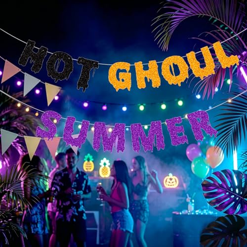 Summerween Banner Glitter Spooky Summer Halloween Photo Booth Decor