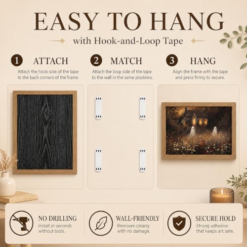 Ghost Framed Wall Art - Whimsical Halloween Canvas Decoration, 10"L x 8"W