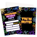 Halloween Birthday Invitations with Envelopes - Cute Ghost Bat Design, 25 Pack
