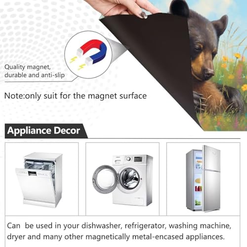 Mama Bear and Cubs Dishwasher Magnet Cover - Magnetic Vinyl Kitchen Decor, 23 x 26 Inches