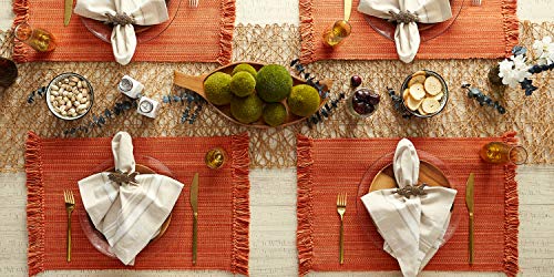 Variegated Cotton Placemat Set 13x19 Inches - Spice, 6 Piece