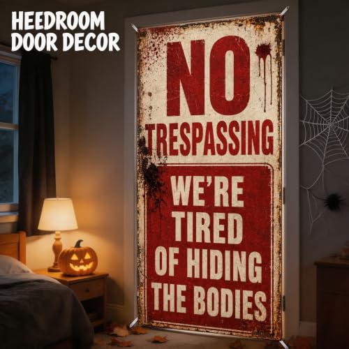 Halloween Door Cover Banner - Large Spooky Warning Design, Reusable Holiday Decor