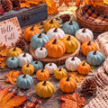 Rustic Color Fall Faux Pumpkins Set of 24 - 3 Sizes Autumn Table Centerpiece