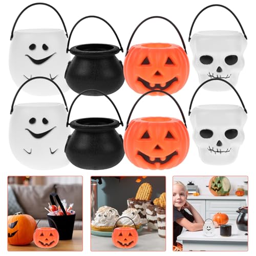 Mini Halloween Candy Buckets Set - Assorted Ghost, Pumpkin, Skull & Witch Styles