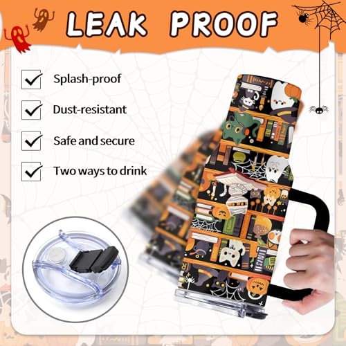 Halloween Book Lovers 40oz Stainless Steel Tumbler with Handle & Straw