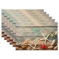 Beach Starfish Placemats Set of 6 - Nautical Linen Table Mats for Kitchen & Dining