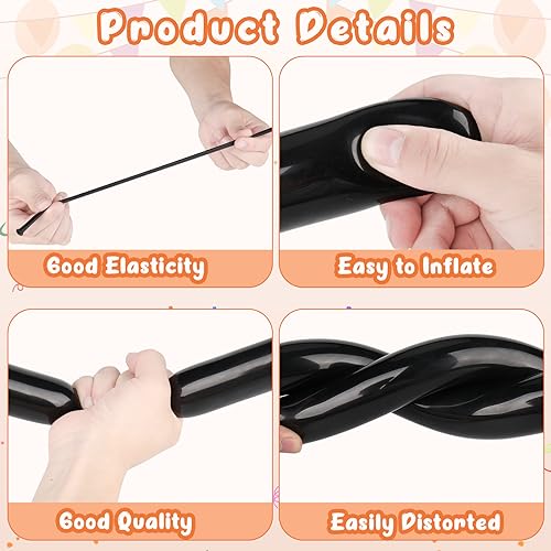 Black 100Pcs Long Balloons for Twisting Animal Models Party Decorations