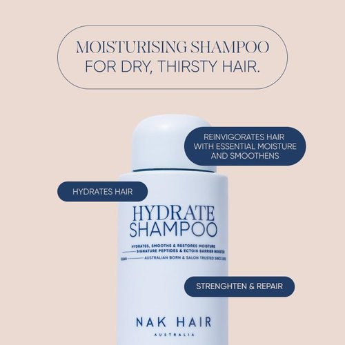 NAK Signature Hydrate Shampoo - Sulfate-Free Moisturizing Formula for Dry Color-Treated Hair | 350ml