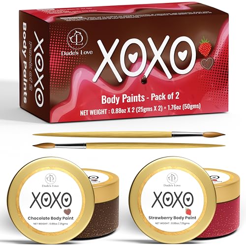 Edible Body Paint Set for Couples - Strawberry & Chocolate Flavors, Skin-Friendly, 2-Pack
