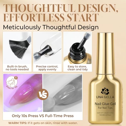 A-Gel Nail Glue 6-in-1 UV Gel for Tips & Extensions - 10ml Long Lasting