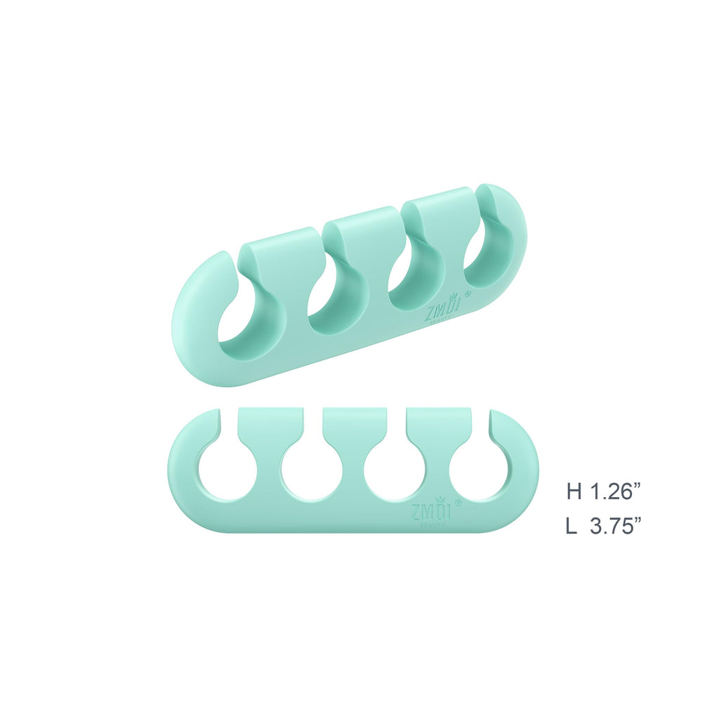 ZMOI Gel Toe Separators for Women & Men - 4 Pieces Soft Silicone Pedicure Toe Spacers for Separating Toenails - Toe Polish Separators, Yoga, Relaxing, Nail Art and more - (Teal & Yellow Ombre)