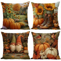 Fall Throw Pillow Covers 14x14 Set of 4 Pumpkin Sunflower Gnome Autumn Farmhouse