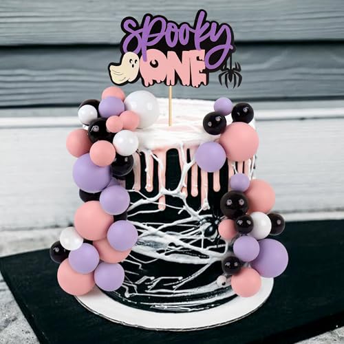 Purple Halloween Ghost & Ball Cake Topper Set - Spooky Party Decor