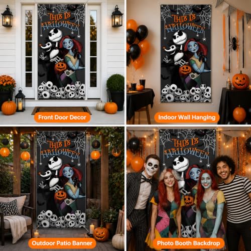 Halloween Door Cover Skeleton & Ghost Decor for Porch & Wall