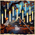 Floating Candle Set with Wand Remote - 12 Warm Yellow Flameless LED Candles - Witch Decor