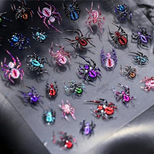 Halloween Nail Stickers 3D Spider Embossed Decals - Spring-19 Variation