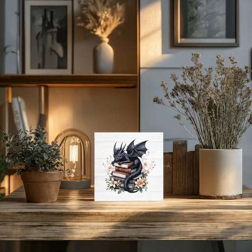 Black Dragon Book Sign - Home Decor for Book Lovers - Decor 017a