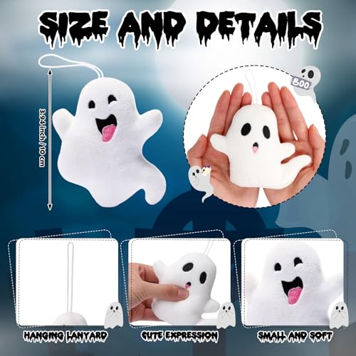 Mini Ghost Plush Toys Halloween Ornaments Bulk - Cute Halloween Ghosts, 21 Pcs, Variation: Cute